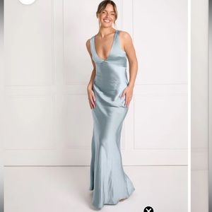 Six Stories Dusty Blue Twist Back Dress - Size US 8